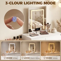 HOMCOM Vanity Makeup Desk LED Mirror Dressing Table Large Storage 5 Drawers White(m-4)