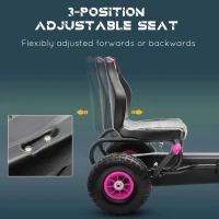 HOMCOM Kids Pedal Go Kart, with Adjustable Seat, Inflatable Tyres - Pink(m-4)