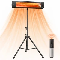 Outsunny 2500 W Electric Infrared Patio Heater, IP65 Outdoor Garden Heater with Tripod, 3 Heat Settings, 24H Timer, Black(m-15)