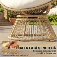 Outsunny Scaun Rotativ Papasan din Ratan pe, 110 cm, Alb Crem(m-7)