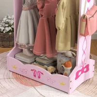 AIYAPLAY Kids Clothes Rail with Two Shelves, for 3-8 Years, Pink(m-7)