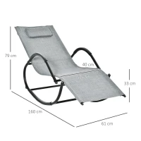 Outsunny Zero Gravity Rocking Lounge Chair Rattan Effect Patio Rocking Chair w/ Removable Pillow Recliner Seat Breathable Texteline - Grey(m-3)