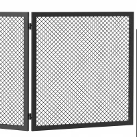 HOMCOM Haardscherm, opvouwbaar metalen vonkenscherm voor woonkamer en slaapkamer, 141 x 50 cm, zwart(m-10)