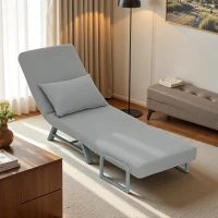 HOMCOM Single Sofa Bed, 3-in-1 Convertible Folding Chair Bed with Adjustable Backrest, Removable Armrests, Light Grey(m-13)