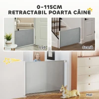 PawHut Cancellino per Cani Estensibile fino a 115 cm, in Poliestere e Acciaio, 115x82.5 cm, Bianco e Grigio(m-4)