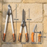 Outsunny Set Foarfece pentru Tuns 4 Piese cu Lame Ascuțite, Aluminiu și Oțel, 63x18x4,5 cm, Argintiu(m-3)