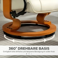 HOMCOM Relaxstoel met voetenbank, draaibaar en kantelbaar, kunstleer, tot 150 kg, houten frame, grijs(m-5)