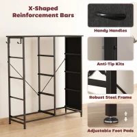 HOMCOM Chest of Drawers, Dresser with 8 Fabric Drawers, Tall Storage Unit with 4 Pockets and 2 Hooks Steel Frame, Black(m-7)