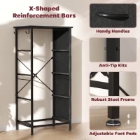 HOMCOM Chest of Drawers, Dresser with 4 Fabric Drawers, Tall Storage Unit with 4 Pockets and 2 Hooks, Steel Frame, Black(m-7)