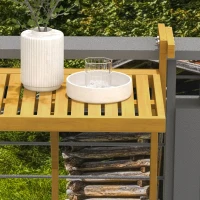 Outsunny Masă Suspendată de Exterior, Masă Reglabilă pentru Balustradă, Blat Suport cu Montare pe Perete, 68x65x40,5-55 cm, Tec(m-6)