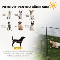 PawHut Țarc pentru Câini cu 6 Panouri Modulabile de 80x1.5x60 cm din Oțel Gri Închis cu Ușă de Intrare(m-7)