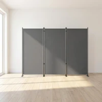 Outsunny Paravent de Jardin Brise-Vue Extérieur 3 Volets Occultant Pieds en Métal Stable 260x180cm Gris Foncé(m-3)