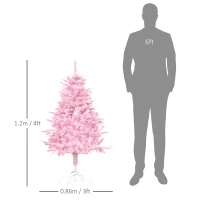 HOMCOM 4FT Artificial Christmas Tree Holiday Xmas Holiday Tree Decoration with Automatic Open for Home Party, Pink(m-3)