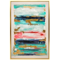 HOMCOM Quadro em Tela Abstrato Pintado à Mão 120x80 cm Quadro para Decoração de Salão Moderno com Moldura de Madeira Multicolor