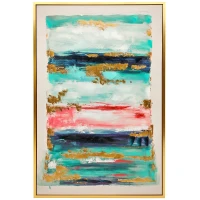 HOMCOM Quadro em Tela Abstrato Pintado à Mão 120x80 cm Quadro para Decoração de Salão Moderno com Moldura de Madeira Multicolor(m-1)