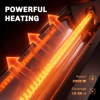 Outsunny 2000 W Electric Infrared Patio Heater with Cover, Free Standing/Wall Mounted IP65 Outdoor Garden Heater, Black(m-4)