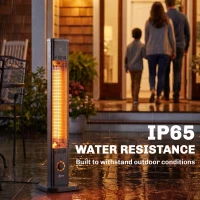 Outsunny 2000 W Electric Infrared Patio Heater with Cover, Free Standing/Wall Mounted IP65 Outdoor Garden Heater, Black(m-5)