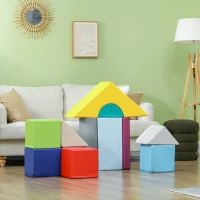 HOMCOM Parcours de motricité bébé 11PCS, module motricité bébé en mousse avec housse en polyuréthane et remplissage en EPE, multicolore(m-11)