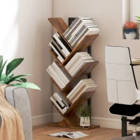 HOMCOM Six-Section Tree Bookcase - Wood-Effect(m-10)