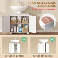 HOMCOM Mueble Bajo Lavabo de Baño Moderno Independiente con Recorte en U Estante Ajustable Blanco(m-4)