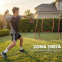 SPORTNOW Plasă Mare de Rebound cu Zonă Țintă, Neagră(m-5)