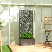 Outsunny Jardinière avec treillis, bac à fleurs, avec brise-vue, pour plantes grimpantes, métal, 45 x 21,5 x 110 cm, noir(m-2)