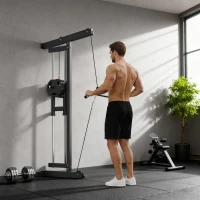SPORTNOW Wall Mounted Lat Pull Down Machine, Crossover Cable Machine with High & Low Pulleys for Home Gym Full Body Workout(m-8)