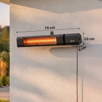 Outsunny 2000 W Electric Infrared Patio Heater, IP65 Outdoor Garden Heater with APP/Touch/Remote Control, 9 Heat Settings, Black(m-3)
