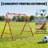 SPORTNOW Plasă Rebounder pentru Fotbal, Portabilă și Reglabilă, Mare, Roșu(m-5)