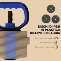 SPORTNOW Set Pesi Palestra 6 in 1 Multifunzione da 20kg Totali in Plastica e Sabbia, 125x18x18 cm, Blu(m-7)