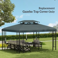 Outsunny Gazebo Roof Replacement, for 3 x 4m Frames - Grey(m-7)