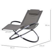 Outsunny Outdoor Orbital Lounger Zero Gravity Patio Chaise Sun Lounger Foldable Rocking Chair with Pillow, Grey(m-3)