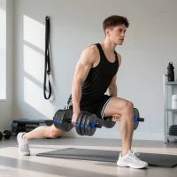 SPORTNOW Kit Haltères Musculation Haltères Réglables 25 kg 3 en 1, Ensemble de Poids Réglable avec Barre d'Extension Bleu(m-8)