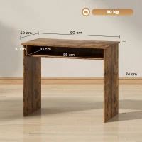 HOMCOM Boxy Work Desk, with Shelf - Wood-Effect(m-3)