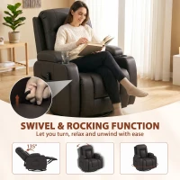 HOMCOM PU Leather Recliner Chair, Recliner Armchair with Extended Footrest, Cup Holders and Side Pockets, Dark Brown(m-6)