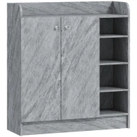 HOMCOM Dulap Modern pentru Pantofi din Lemn cu 4 Rafturi Deschise și Dulap pentru 12 Perechi, 83x30x90 cm, Gri Ciment(m-1)