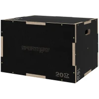 SPORTNOW Cutie Pliometrică pentru Sărituri cu 3 Înălțimi din Lemn Antiderapant, 61-51-41 cm, Negru(m-8)