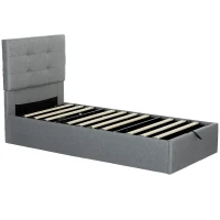HOMCOM 3ft Single Ottoman Bed with Gas Lift Storage - Grey(m-1)