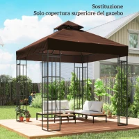 Outsunny Copertura per Gazebo da Giardino 3x3m UPF30+ a 2 Livelli in Poliestere color Caffè(m-2)