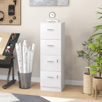 HOMCOM Armadio per Ufficio a 4 Cassetti con 2 Serrature e Barra Portadocumenti, in Legno, 40x42x130.8 cm, Bianco(m-10)