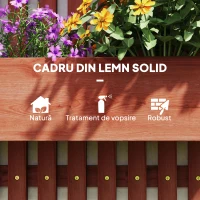 Outsunny Jardinieră Verticală cu Șipci și 3 Vase Detașabile, în Lemn de Brad, 60x16x80 cm, Maro(m-8)