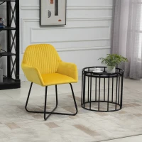 HOMCOM Modern Arm Chair Upholstered Accent Chair with Metal Base for Living Room Yellow(m-9)
