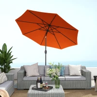 Outsunny 3 m Garden Parasol Umbrellas, Outdoor Sun Shade with 8 Ribs, Tilt and Crank Handle for Balcony, Bench, Garden, Orange(m-9)
