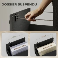 HOMCOM Caisson bureau mobile à 2 tiroirs, meuble rangement bureau sur roulettes pour documents suspendus format lettre, noir(m-5)