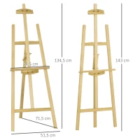 HOMCOM Cavalletto per Pittura Portatile e Pieghevole, Altezza e Inclinazione Regolabili, Colore Legno(m-3)