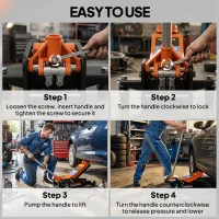 HOMCOM 3 Ton Hydraulic Low-Profile Floor Jack, with 7.5-50.5cm Lifting Range, Wheels, Orange(m-9)
