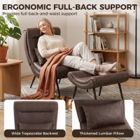 HOMCOM Modern Accent Chair with Footstool, Upholstered Lounge Chair with 64cm Wide Seat, Lumbar Pillow, Trapezoidal Backrest(m-4)