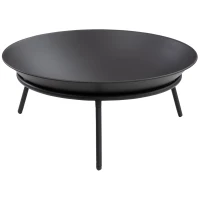 Outsunny Brasero de Exterior para Jardín Pozo de Fuego de Metal con Atizador para Patio Terraza Ø47x21 cm Negro(m-11)