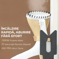HOMCOM Fier de călcat vertical cu aburi 1800W cu rezervor de 1,8L, înălțime reglabilă și accesorii, auriu(m-4)