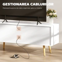 HOMCOM Mobilă TV pentru televizoare de până la 55 inch, cu 2 dulapuri și 2 rafturi deschise, din lemn și PAL melaminat, 120x34x50 cm, alb(m-5)